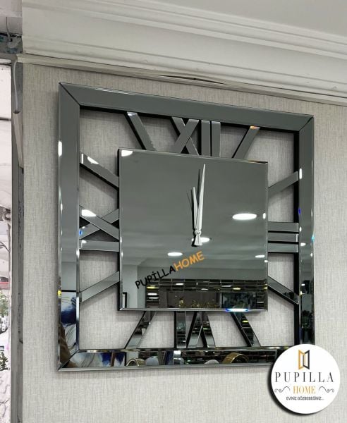 Aynalı Füme Renk Kare Saat