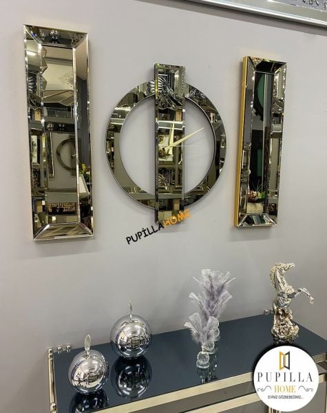 Venüs Model Aynalı Saat Set Bronz Renk