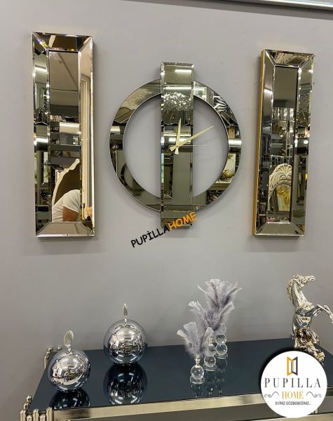 Venüs Model Aynalı Saat Set Bronz Renk