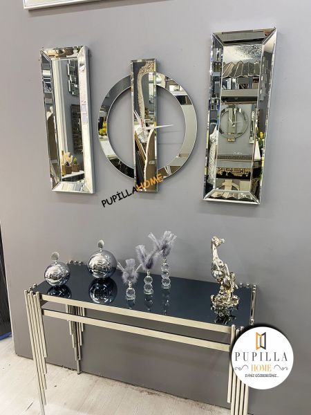 Venüs Model Aynalı Saat Set Gümüş Renk