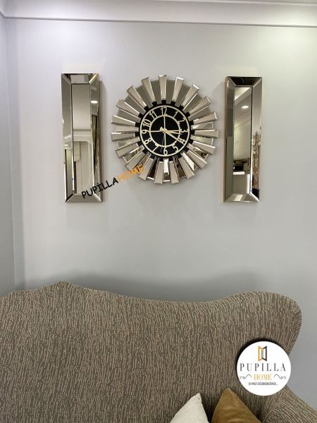 Güneş Model Aynalı Saat Set Bronz Renk