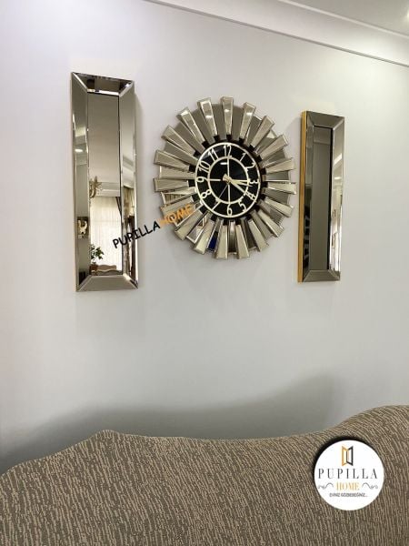 Güneş Model Aynalı Saat Set Bronz Renk