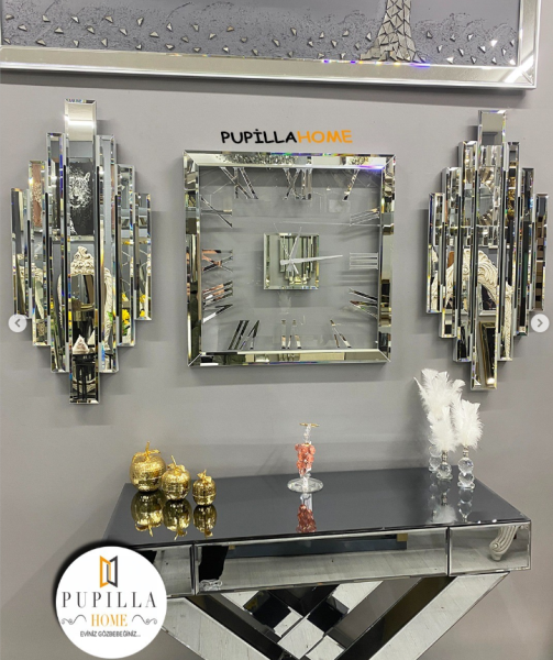 Ritim Model Aynalı Saat Set Gümüş Renk