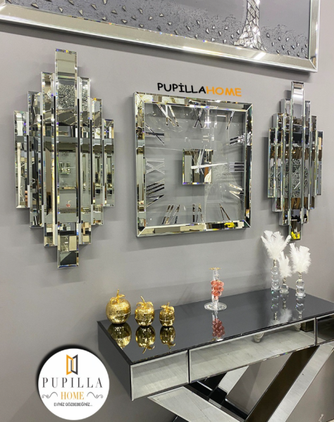 Ritim Model Aynalı Saat Set Gümüş Renk