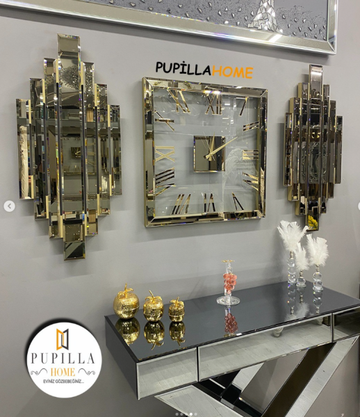 Ritim Model Aynalı Saat Set Bronz Renk