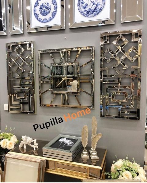 Sarmaşık Model Aynalı Saat Set Bronz Renk