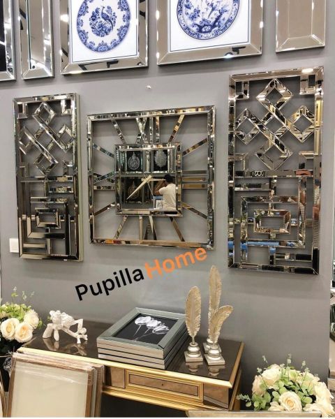 Sarmaşık Model Aynalı Saat Set Bronz Renk