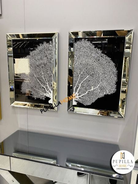 Gümüş Renk Mercan Camlı Tablo