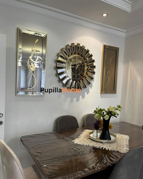 Bronz Renk Üçlü Mdf Allah C.C Hz. Muhammed SAV. Güneş Model Saat Set