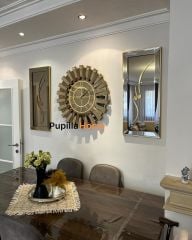 Bronz Renk Üçlü Mdf Allah C.C Hz. Muhammed SAV. Güneş Model Saat Set Türkçe Rakam
