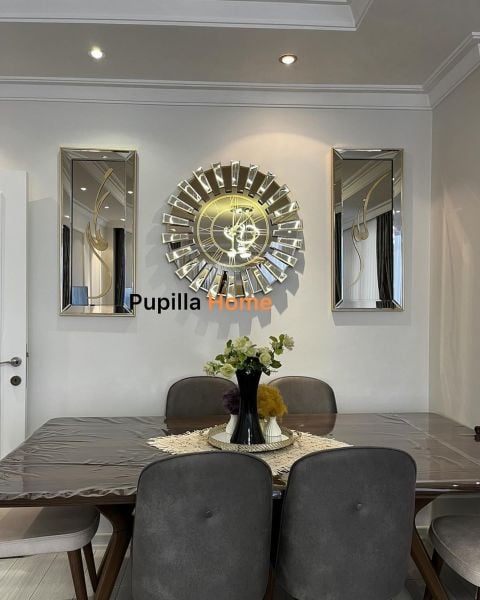 Bronz Renk Üçlü Mdf Allah C.C Hz. Muhammed SAV. Güneş Model Saat Set Türkçe Rakam