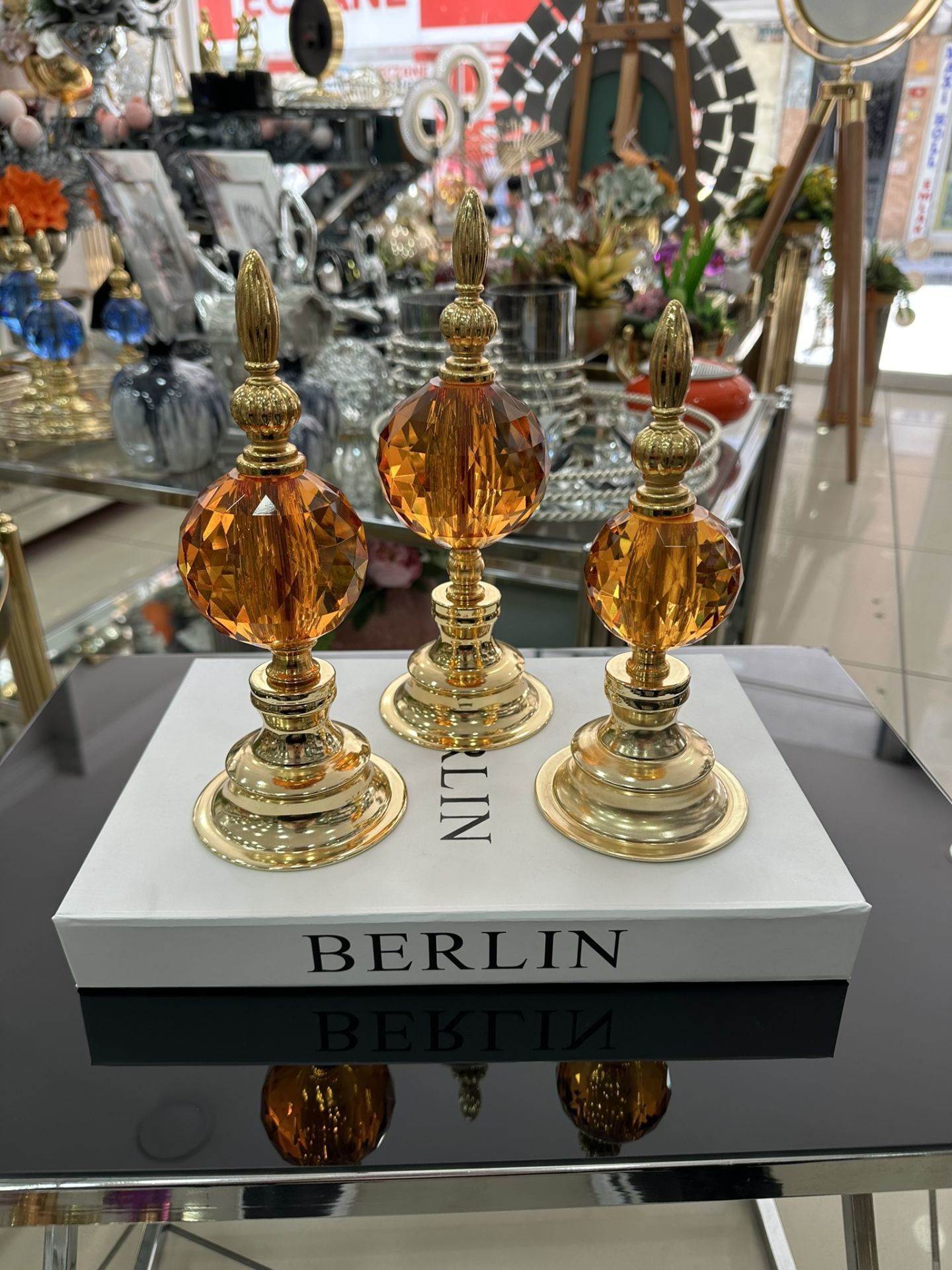 Üçlü Kristal Biblo Aksesuar Turuncu