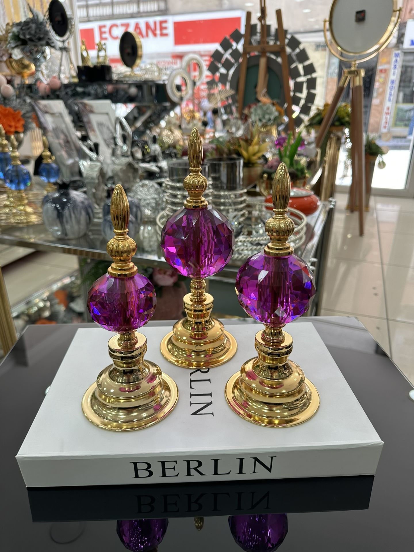 Üçlü Kristal Biblo Aksesuar Mor