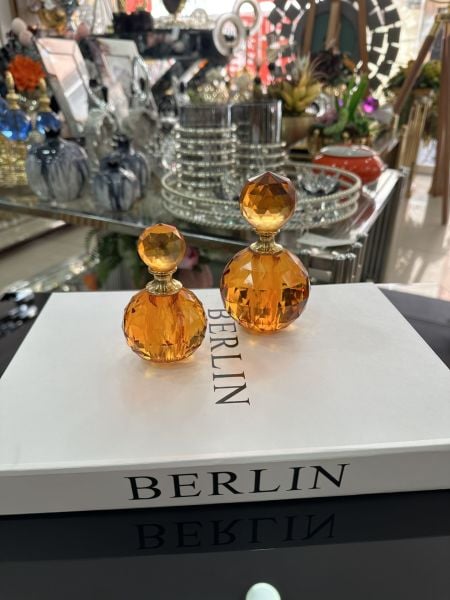 İkili Kristal Parfüm Şişesi Turuncu