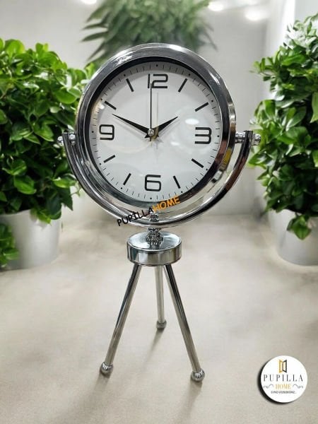 Gümüş Renk Metal Ayaklı Saat