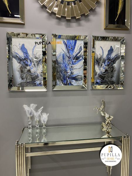 Gümüş Renk Üçlü Mavi Bulut Set 40 X 60 CM