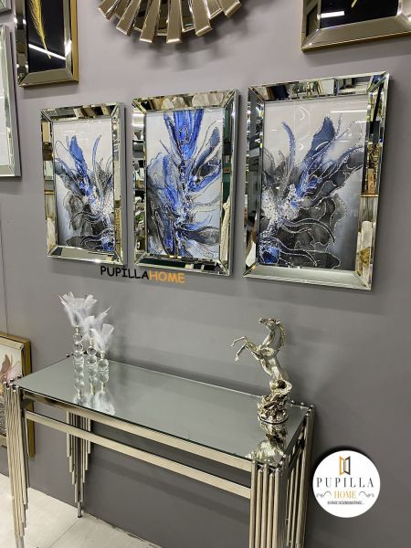 Gümüş Renk Üçlü Mavi Bulut Set 40 X 60 CM