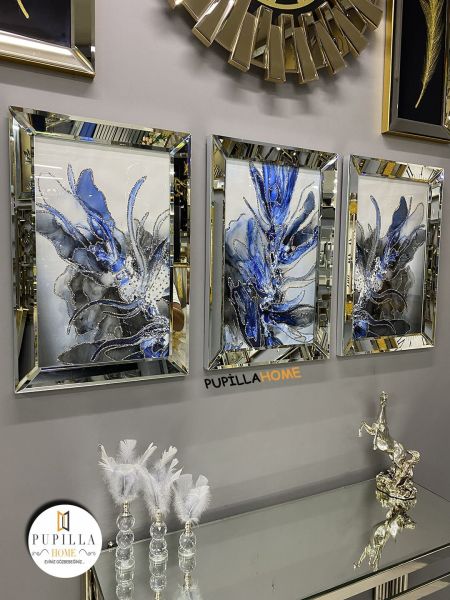 Gümüş Renk Üçlü Mavi Bulut Set 40 X 60 CM