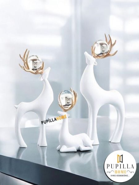 Üçlü Geyik Beyaz