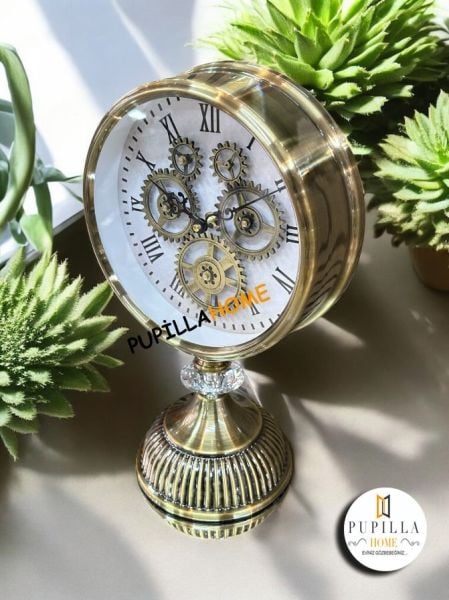 Gold Eskitme Metal Çarklı Saat