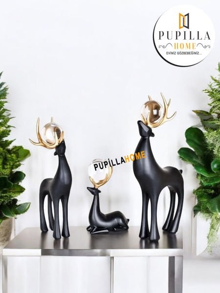 Üçlü Geyik Siyah