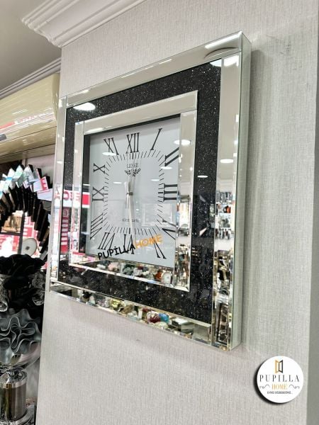 Simli Gümüş Renk Aynalı Saatı