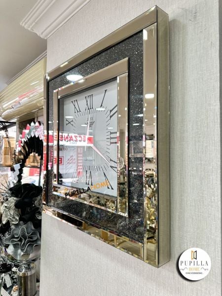 Simli Bronz Renk Aynalı Saat