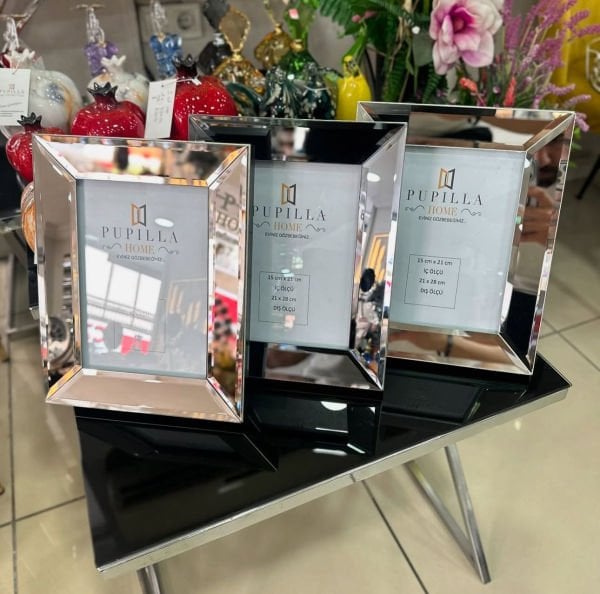 Gümüş AYNALI RESİM ÇERÇEVESİ