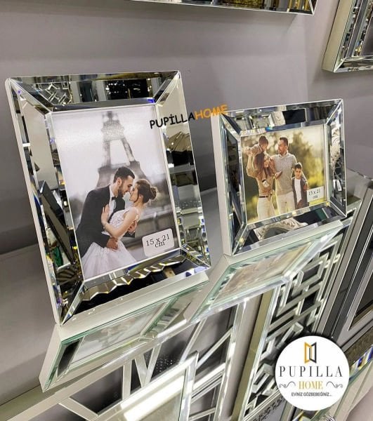 Gümüş AYNALI RESİM ÇERÇEVESİ